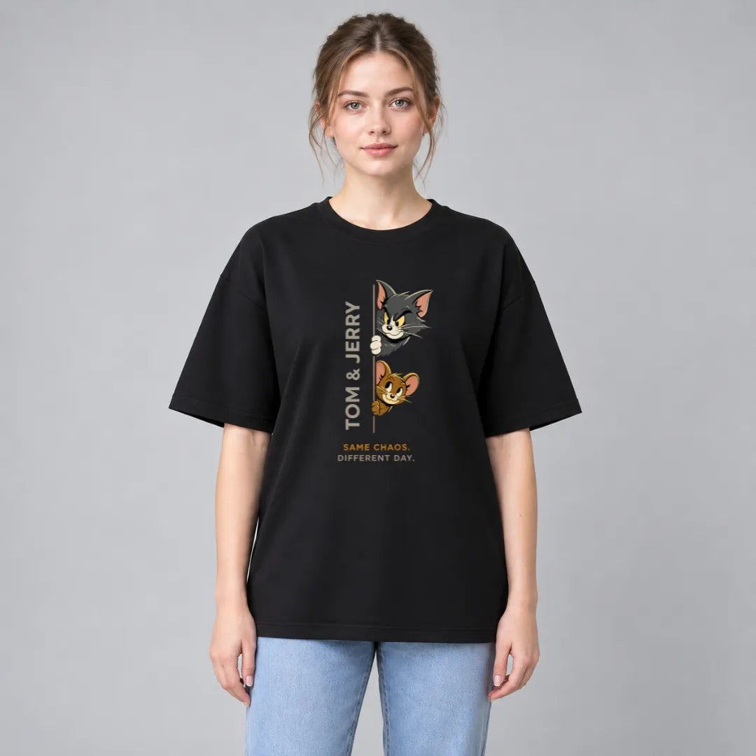 Tom & Jerry Oversized White T-Shirt