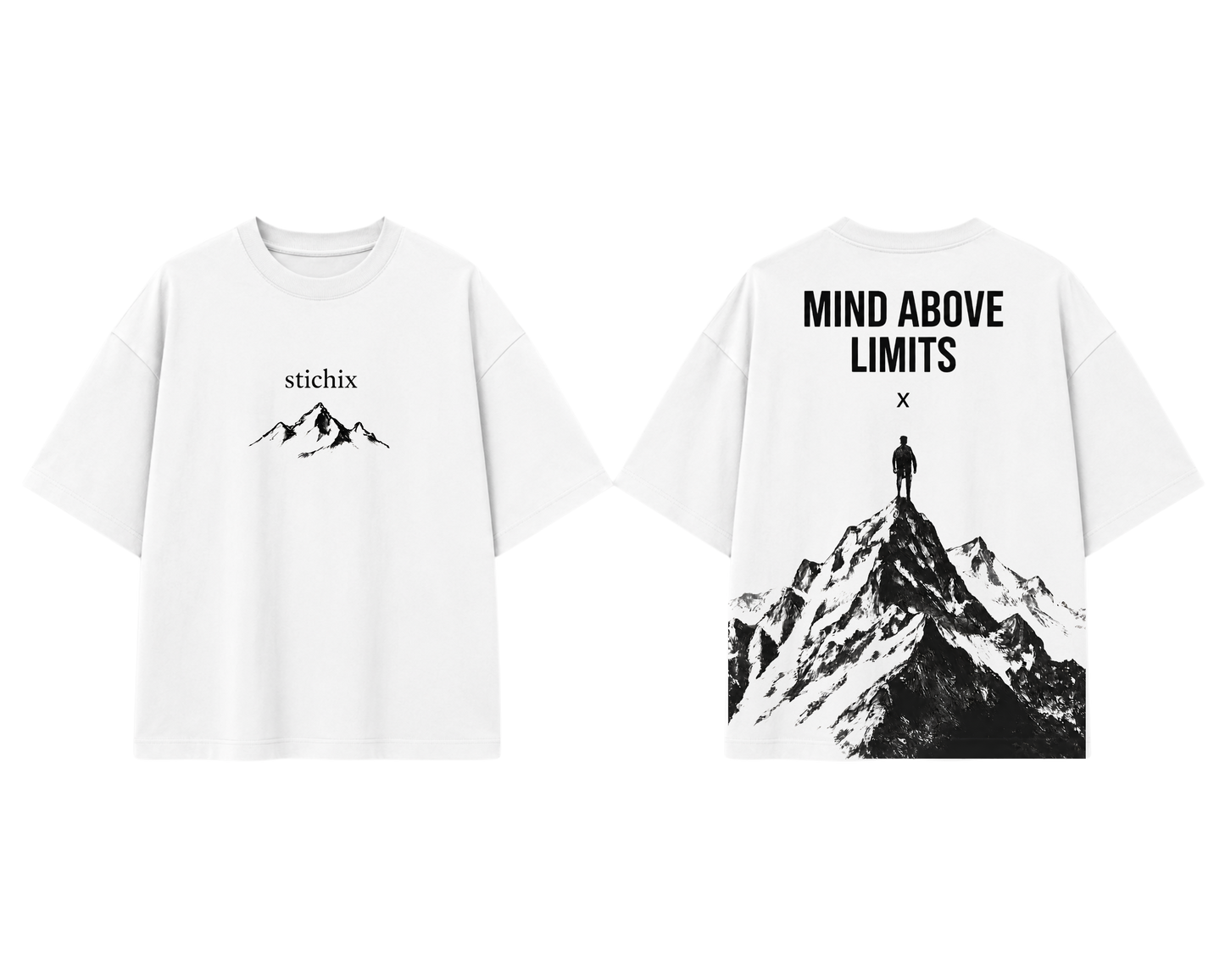 Mind Above Limits Oversized T-Shirt | Mountain Graphic Tee by STICHIX