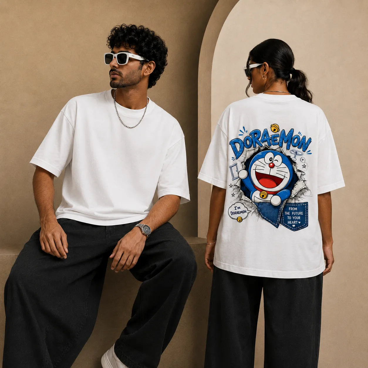 Doraemon Oversized T-Shirt | From the Future to Your Heart | Anime Graphic Tee For Women