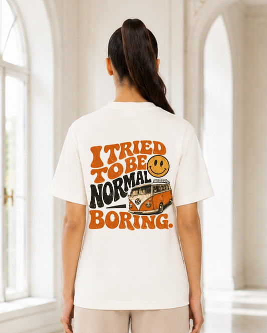 I Tried to Be Normal Boring Oversized Graphic T-Shirt for Women | Retro Van Back Print Casual Streetwear Tee