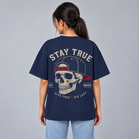 Stay True Skull Oversized T-Shirt