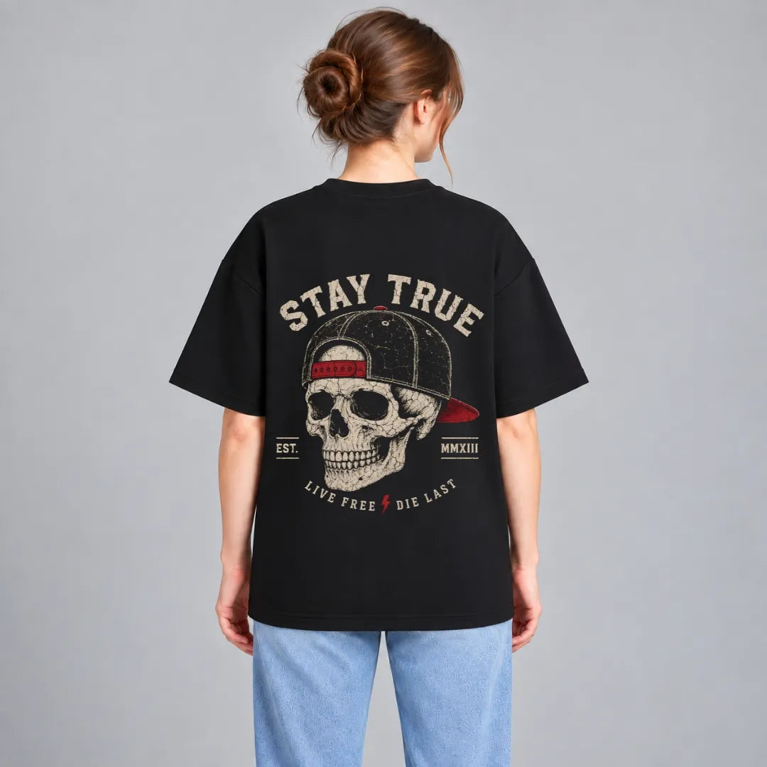 Stay True Skull Oversized T-Shirt