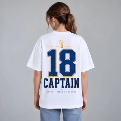 Captain 18 Cricket Fan Oversized T-Shirt