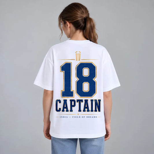 Captain 18 Cricket Fan Oversized T-Shirt