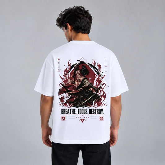 Breathe Focus Destroy Samurai Graphic T-Shirt