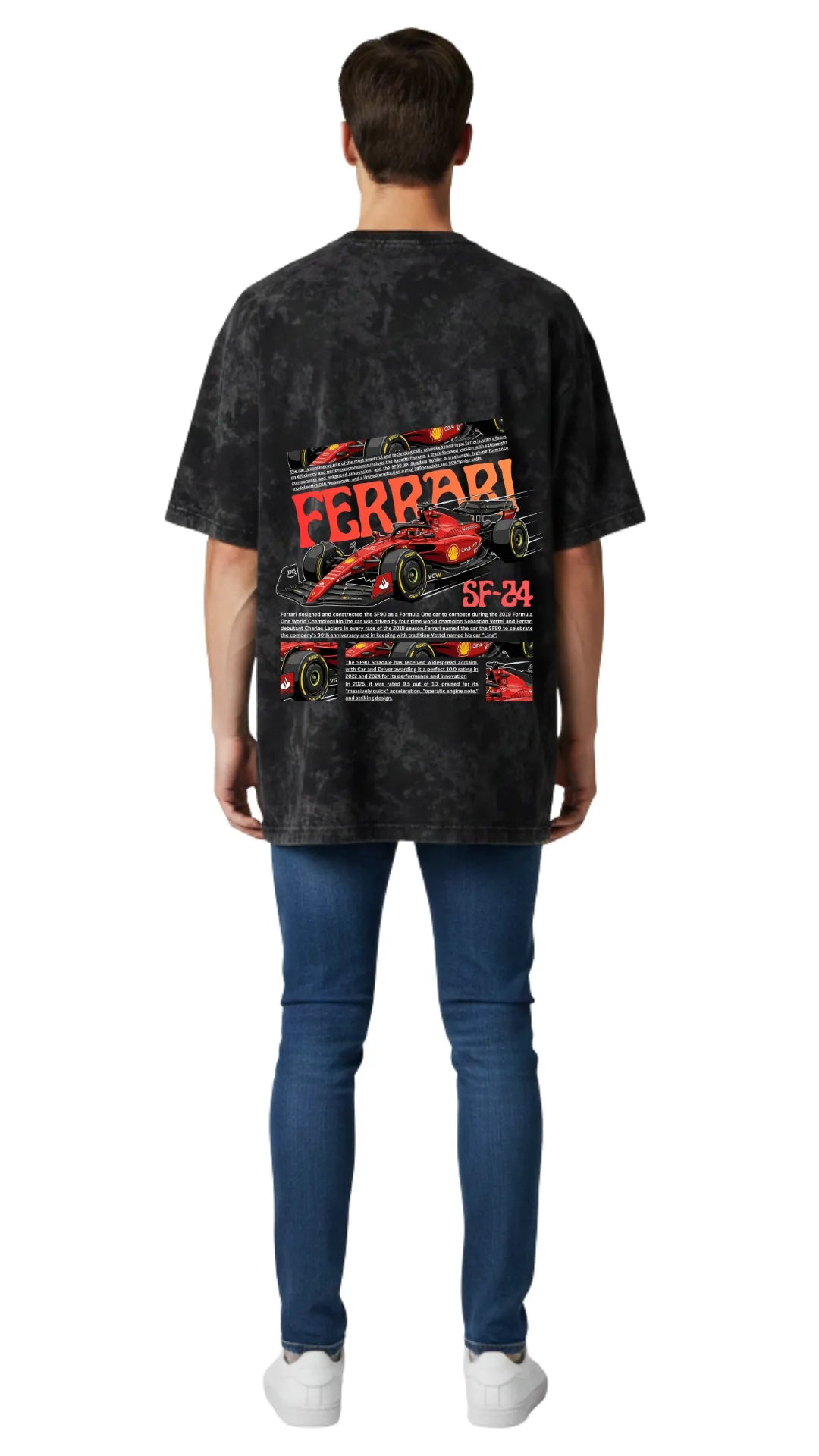 Male Ferrari F1 Acidwash T-shirt