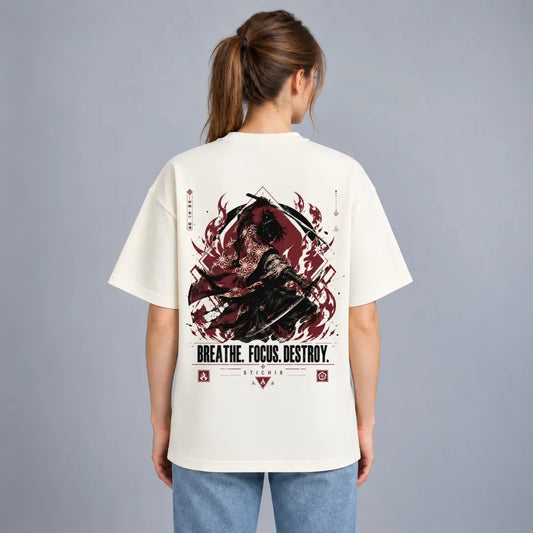Breathe Focus Destroy Oversized Tee