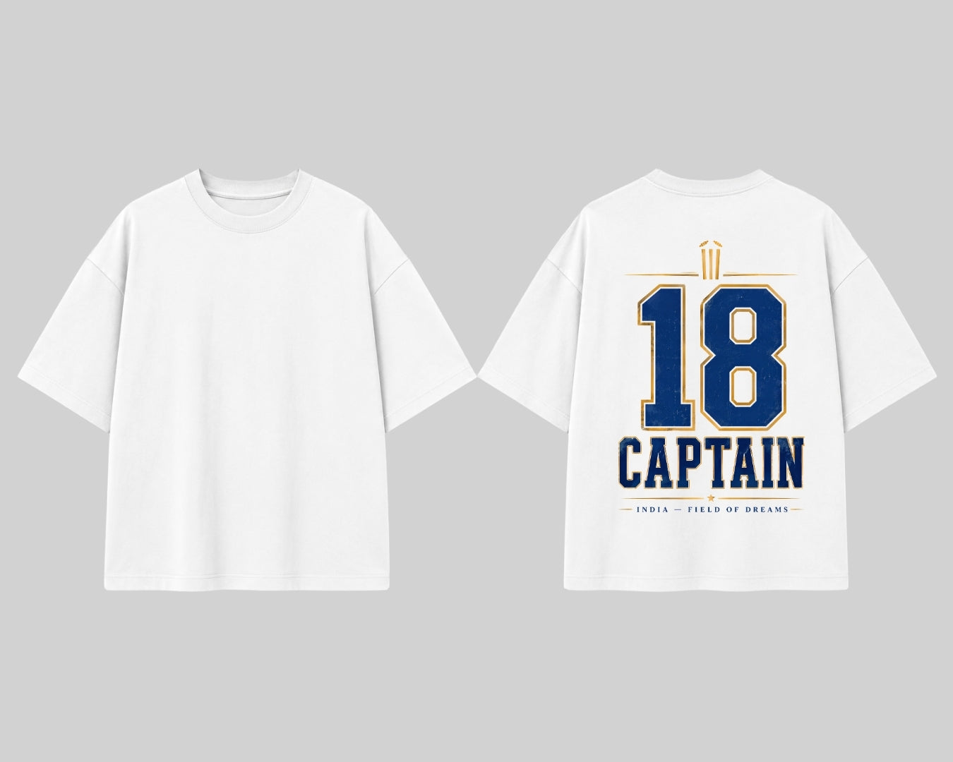 Captain 18 Cricket Graphic Oversized T-Shirt for Men
