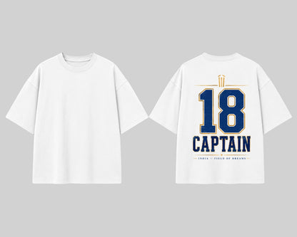 Captain 18 Cricket Graphic Oversized T-Shirt for Men