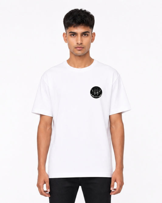 Japanese Torii Gate Graphic Oversized T-Shirt for Men | Minimalist Anime Streetwear Tee | White Cotton Casual T-Shirt