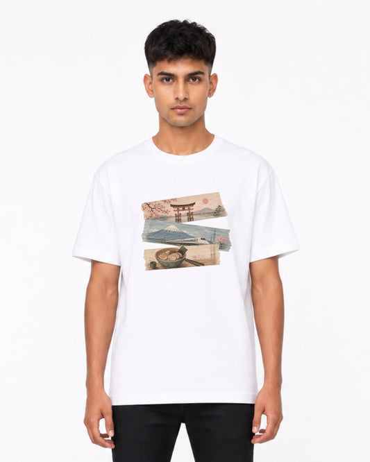 Japan Culture Graphic T-Shirt for Men & Women | Mount Fuji, Shinkansen & Torii Gate Art Tee | Japanese Aesthetic Unisex Cotton T-Shirt