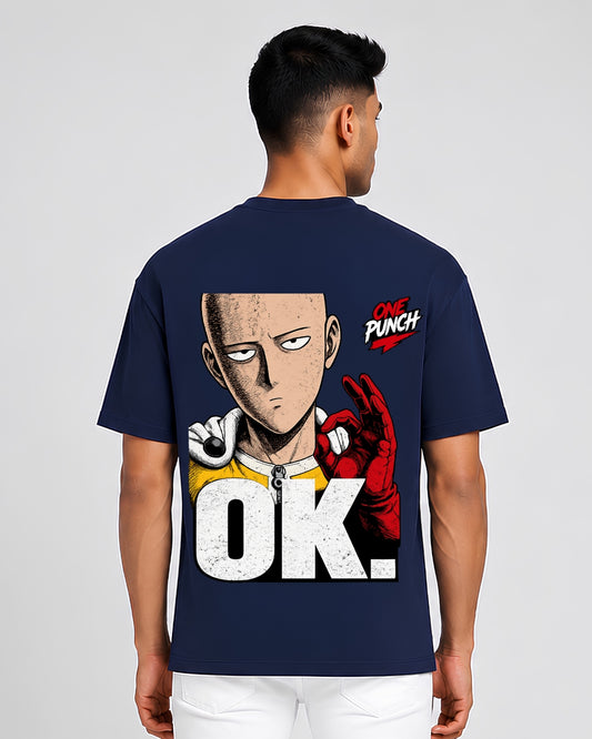 One Punch OK Anime Graphic Oversized T-Shirt for Men | Manga-Inspired Streetwear Tee