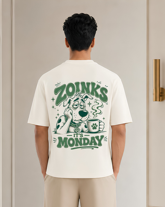 Zoinks It's Monday Oversized T-Shirt | Funny Cartoon Dog Graphic Tee | Retro Humor Unisex Streetwear T-ShirtZoinks It's Monday Oversized T-Shirt | Funny Cartoon Dog Graphic Tee | Retro Humor Unisex Streetwear T-Shirt