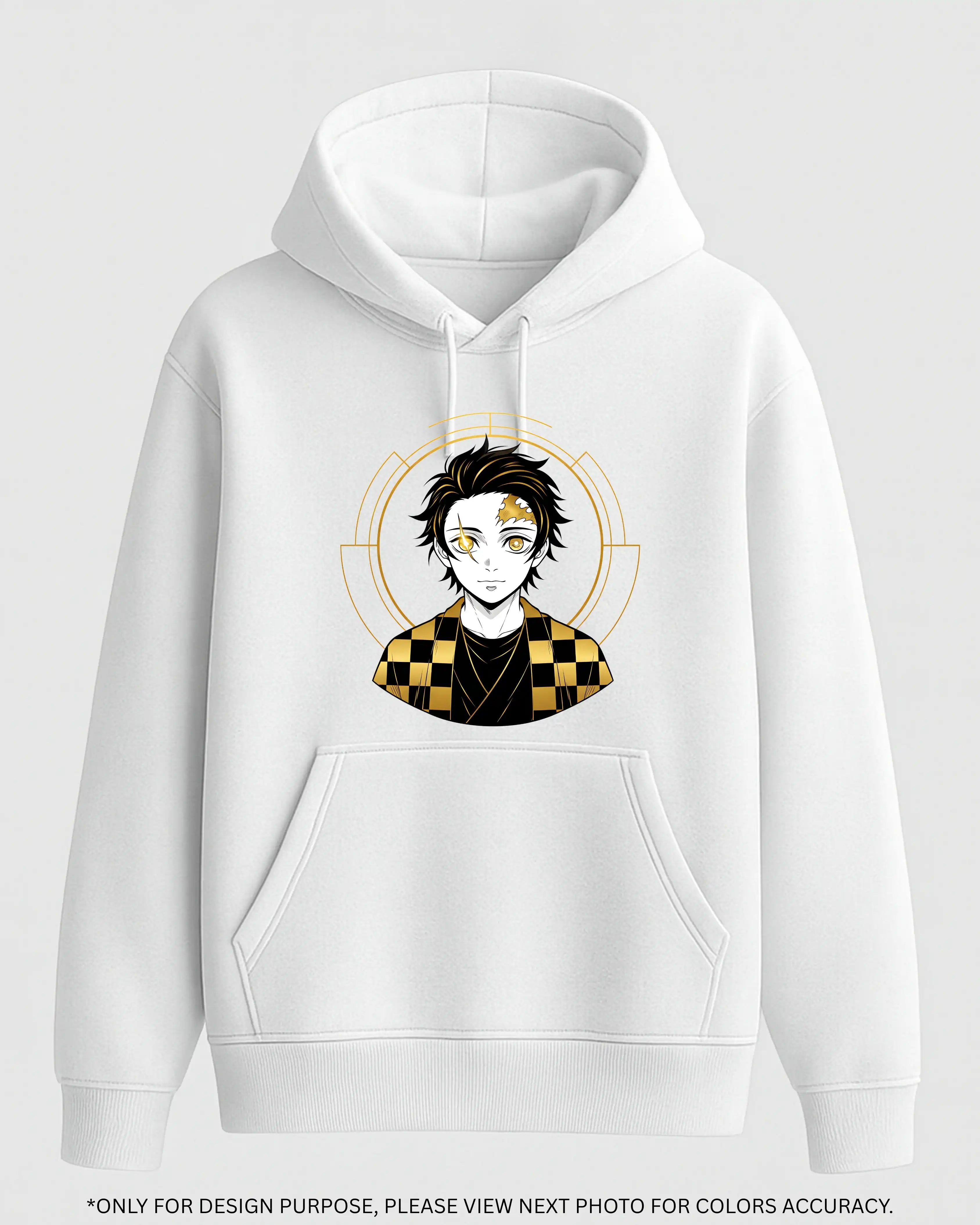 Anime Hoodie with Gold Line Art