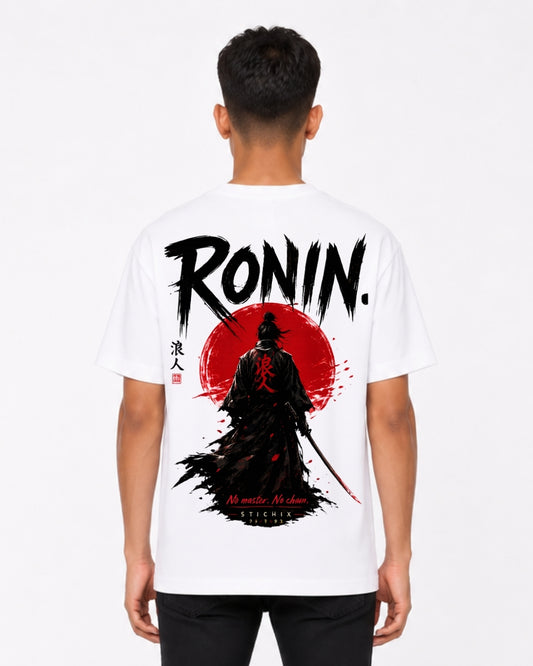 Ronin Samurai Oversized T-Shirt for Men & Women | Japanese Warrior Graphic Back Print Tee | Unisex Anime Streetwear Cotton T-Shirt