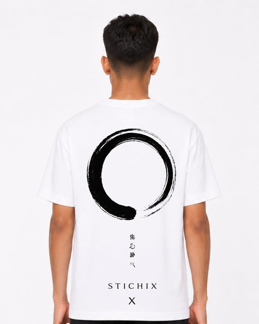 Peace Zen Circle Oversized T-Shirt for Men & Women | Minimal Japanese Inspired Graphic Back Print Tee | Unisex Streetwear Cotton T-Shirt