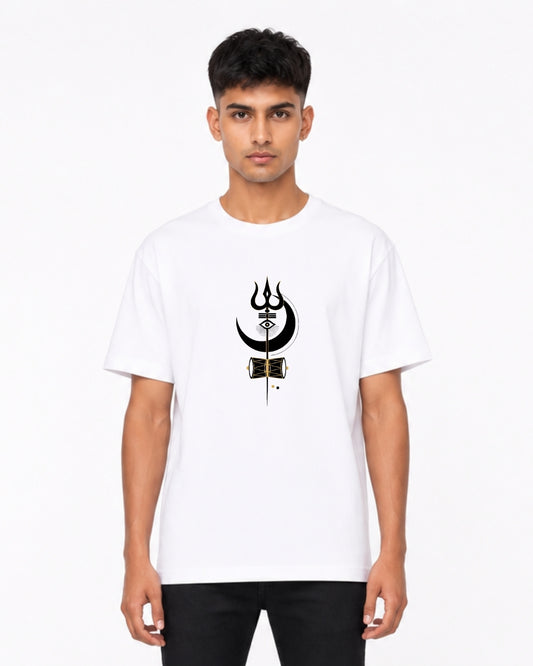 Mahadev Trishul Graphic T-Shirt for Men & Women | Lord Shiva Spiritual Symbol Tee | Unisex Cotton Devotional T-Shirt
