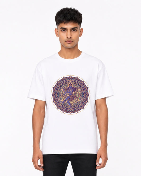 Lord Shiva Nataraja Mandala Graphic T-Shirt for Men & Women | Sacred Cosmic Dance Art Tee | Spiritual Unisex Cotton T-Shirt