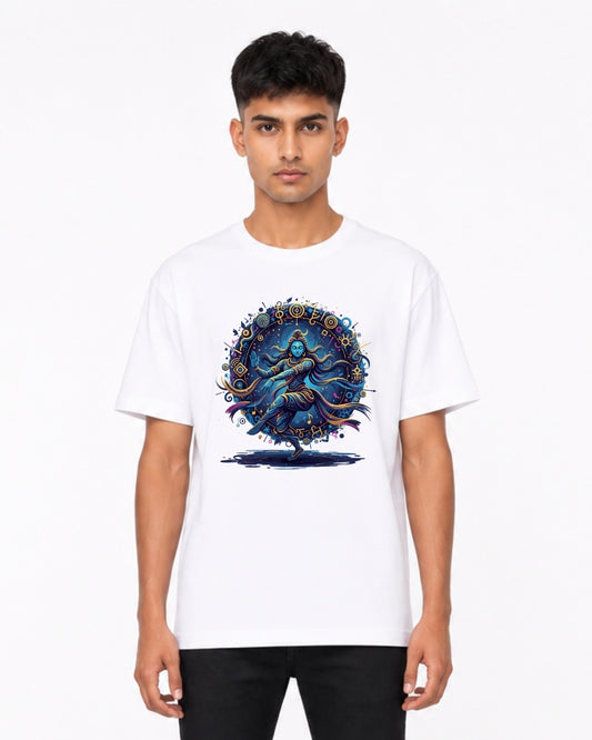 Lord Shiva Cosmic Dance Graphic T-Shirt for Men & Women | Nataraja Spiritual Art Print Tee | Mahadev Unisex Cotton T-Shirt