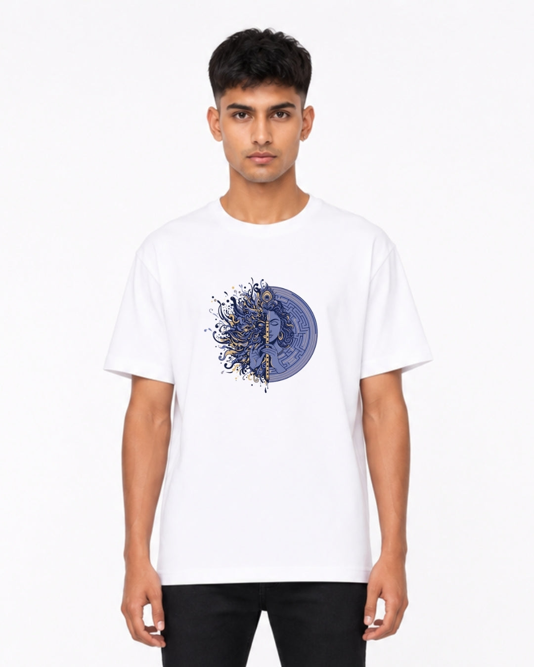 Abstract Lord Shiva Face Graphic T-Shirt for Men & Women | Spiritual Mahadev Art Tee | Modern Hindu Mythology Unisex Cotton T-Shirt