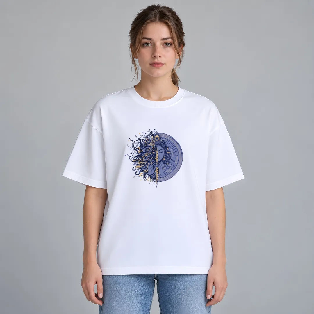 Lord Krishna Flute Art Oversized T-Shirt