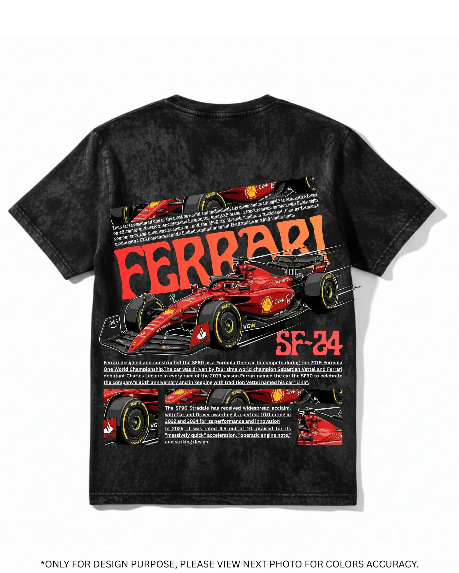 Male Ferrari F1 Acidwash T-shirt