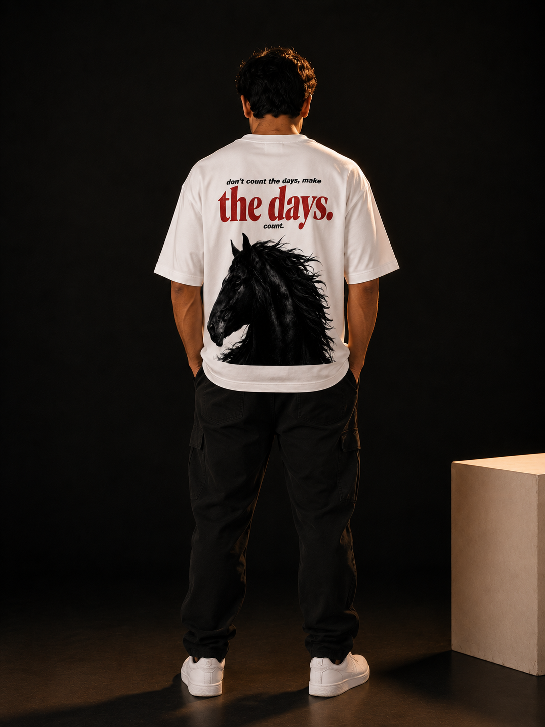 The Days Oversized T-Shirt | Horse Graphic Front & Back Tee By STICHIX
