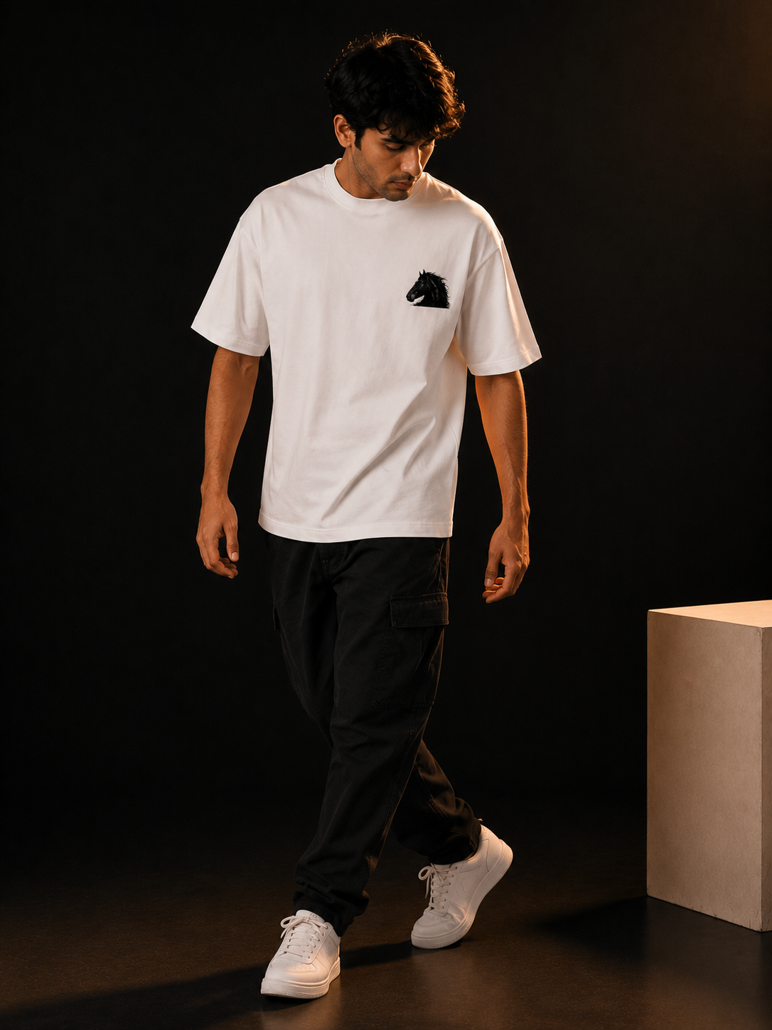 The Days Oversized T-Shirt | Horse Graphic Front & Back Tee By STICHIX