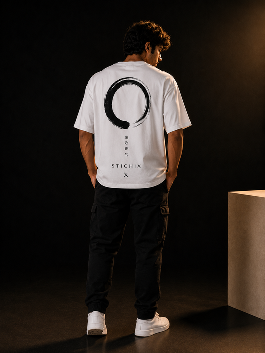 Peace Oversized T-Shirt | Enso Circle Graphic Tee by STICHIX