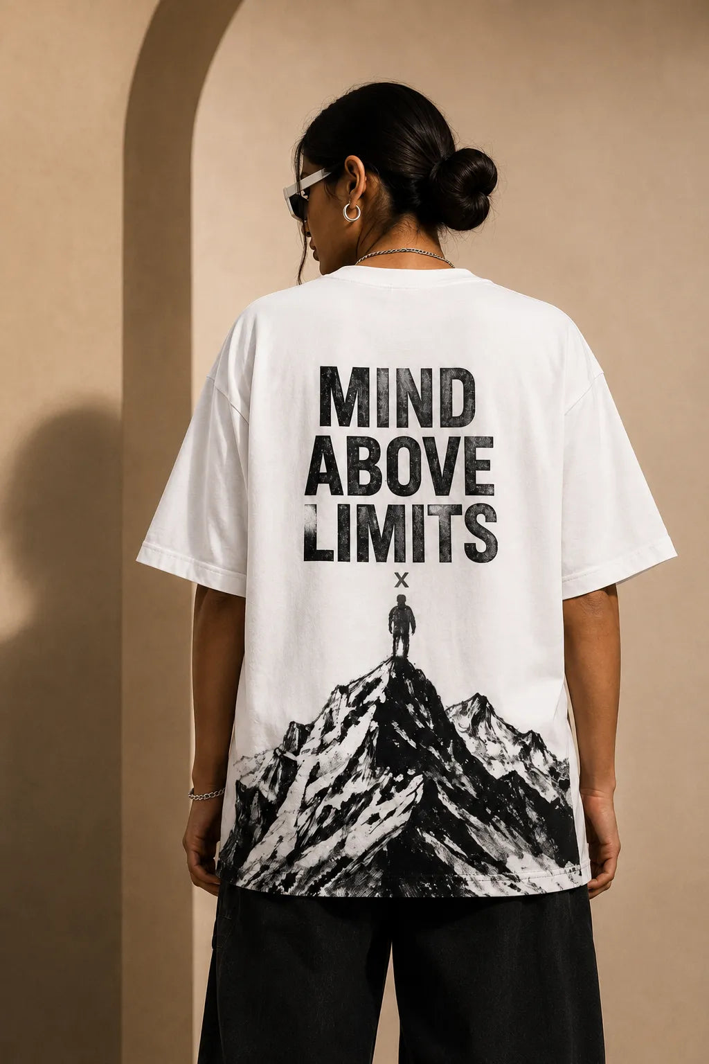 Mind Above Limits Oversized T-Shirt | Mountain Graphic Tee | Stichix Brand