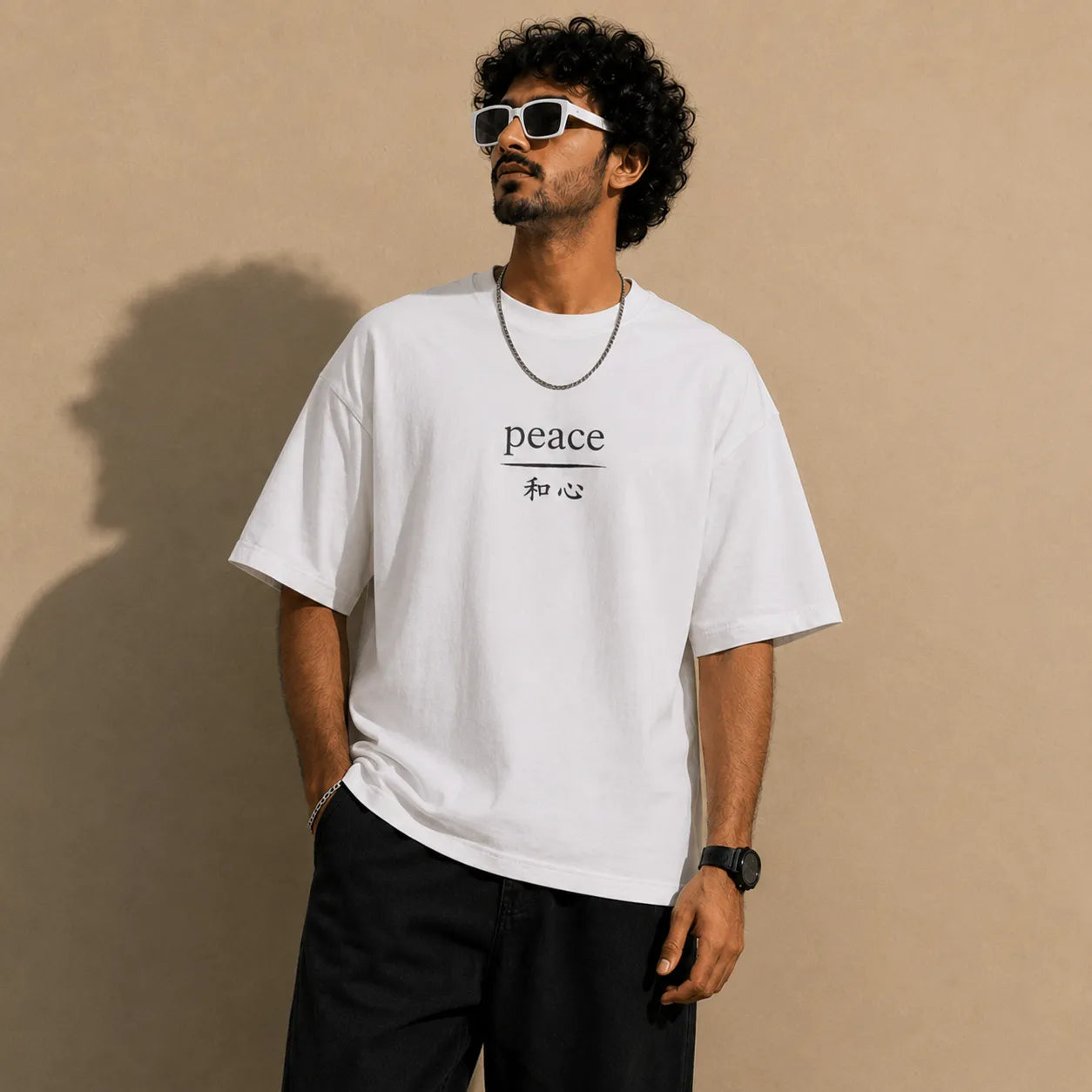Peace Zen Enso Circle Oversized T-Shirt | Japanese Calligraphy Graphic Tee | 240 GSM