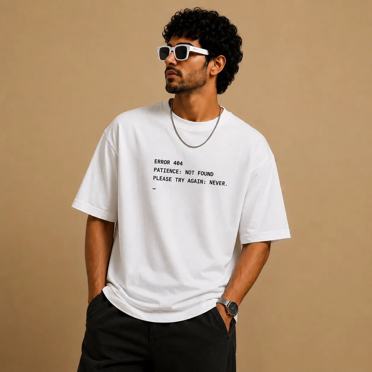 Error 404 Patience Not Found Oversized T-Shirt | Funny Tech Graphic Tee