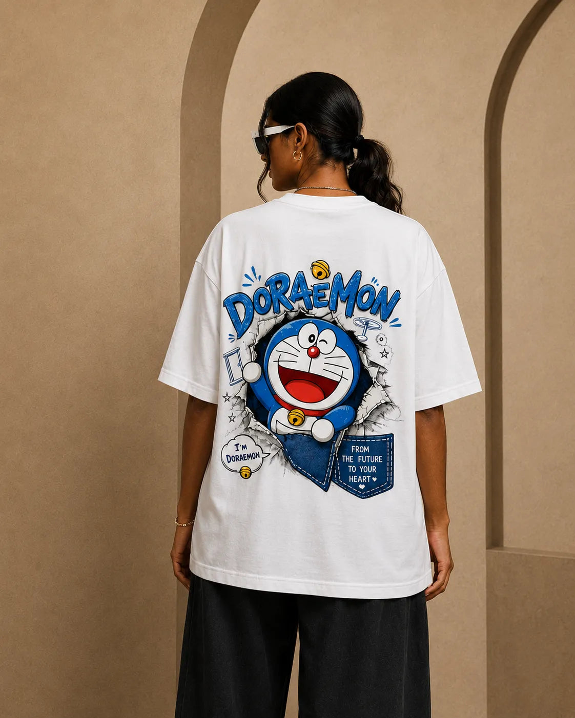 Doraemon Oversized T-Shirt | From the Future to Your Heart | Anime Graphic Tee