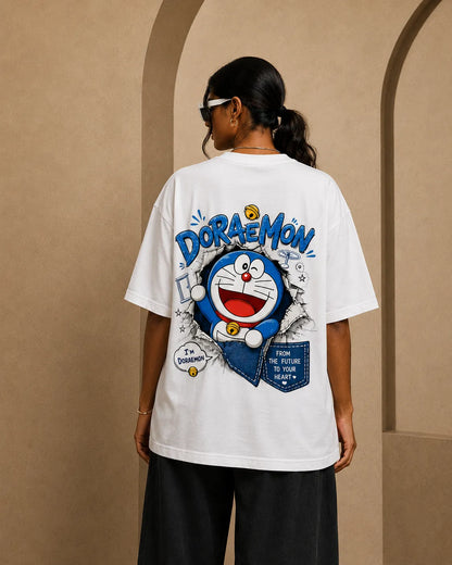 Doraemon Oversized T-Shirt | From the Future to Your Heart | Anime Graphic Tee For Women