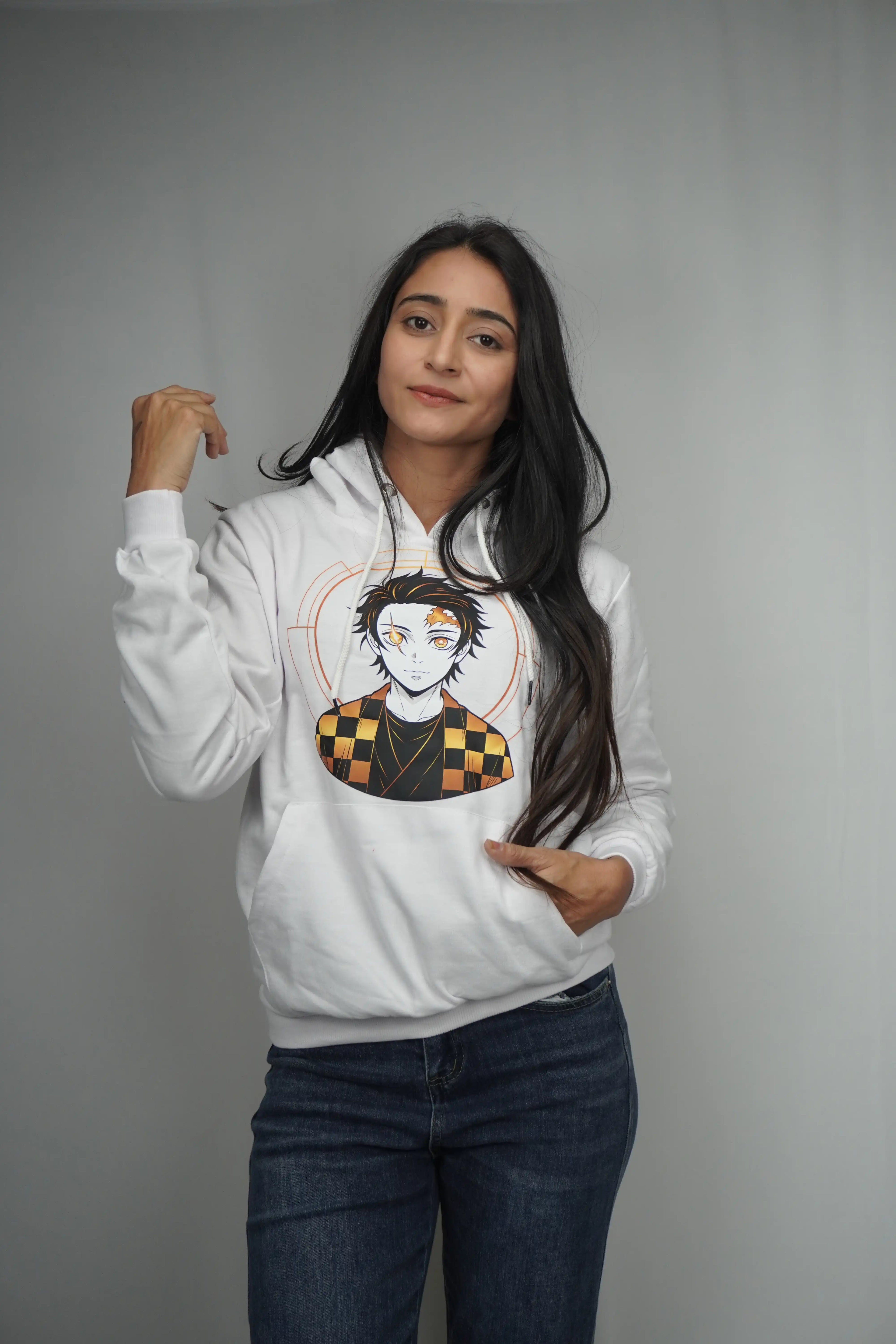 Anime Hoodie with Gold Line Art