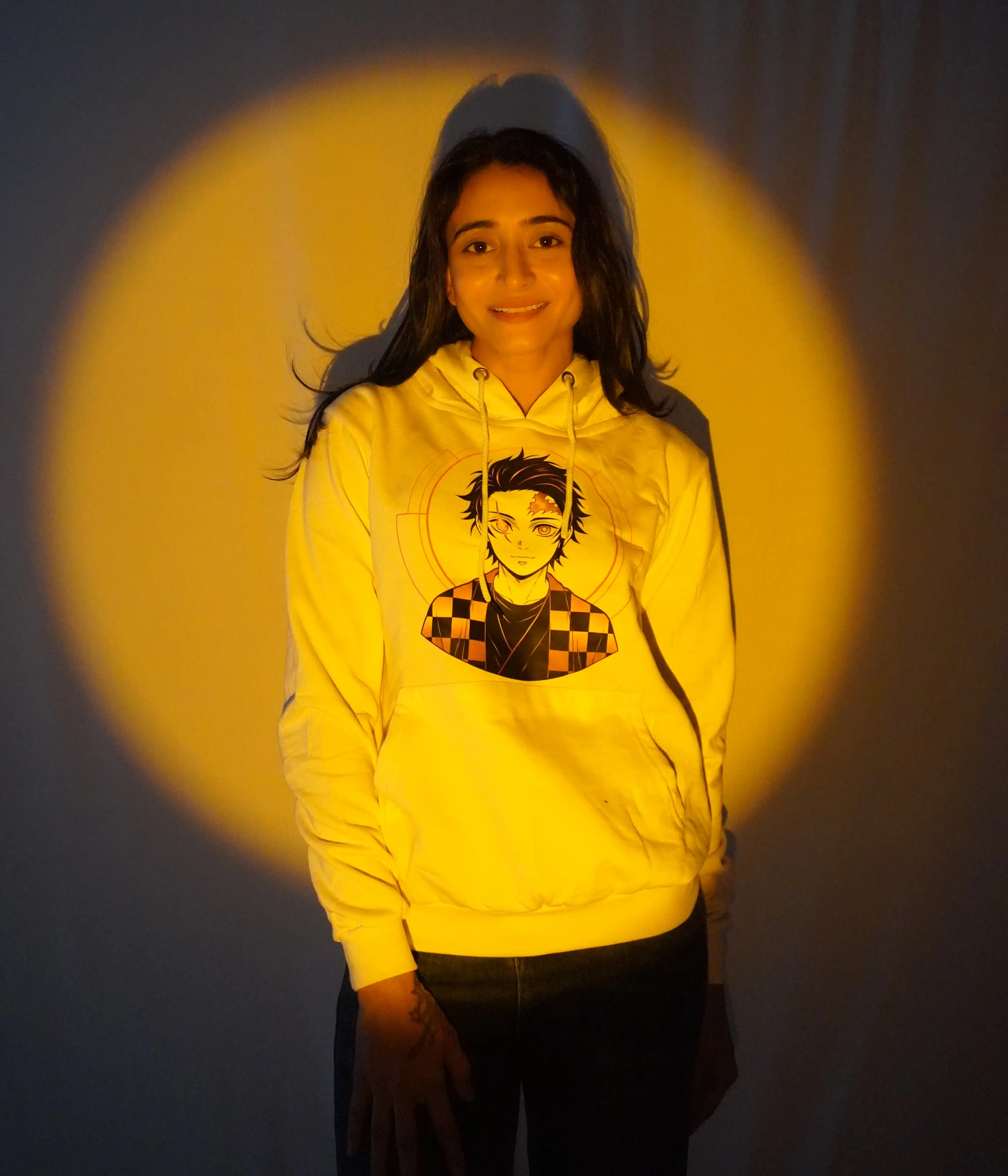 Anime Hoodie with Gold Line Art