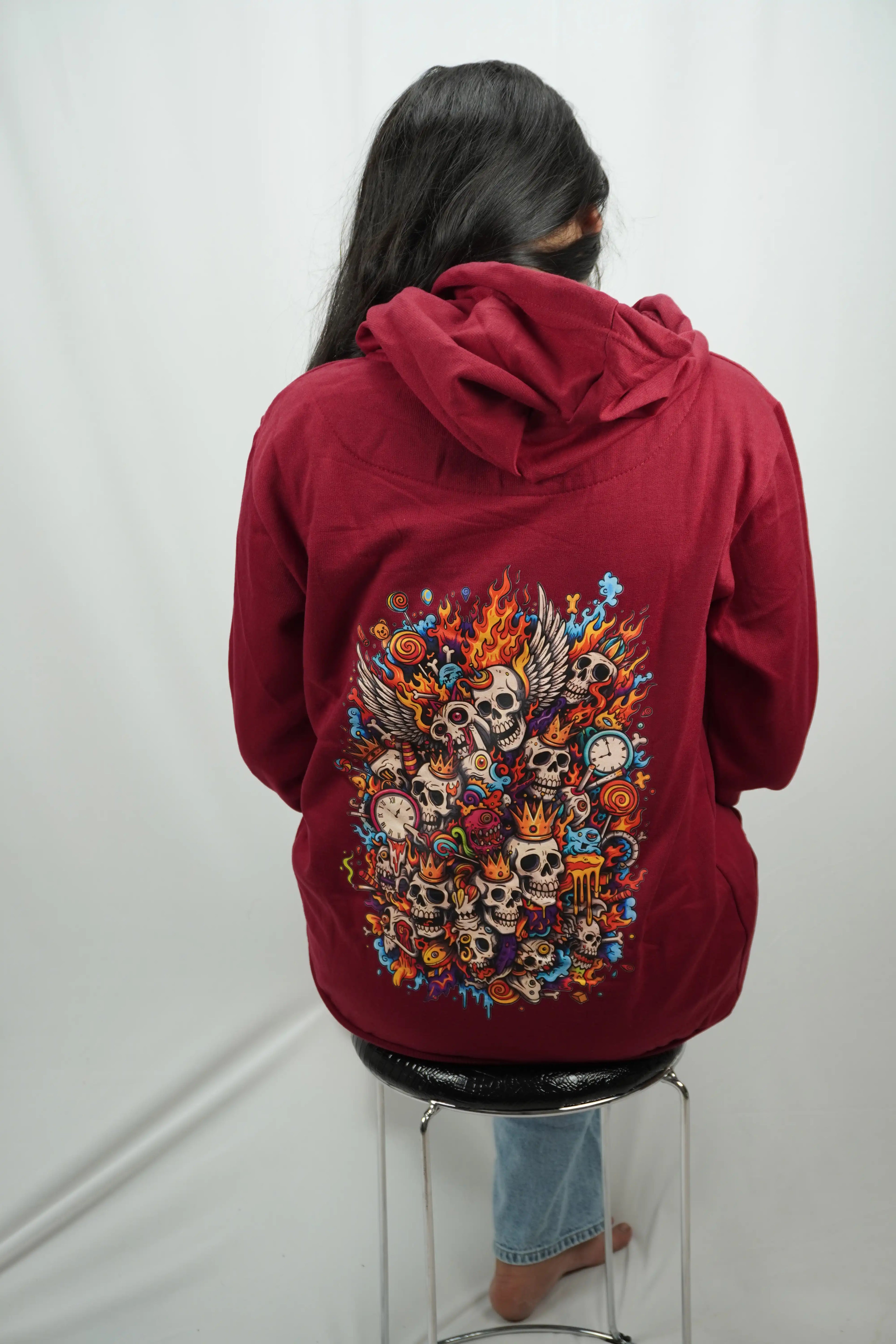 Chaos Skull Graphic Pullover Hoodie