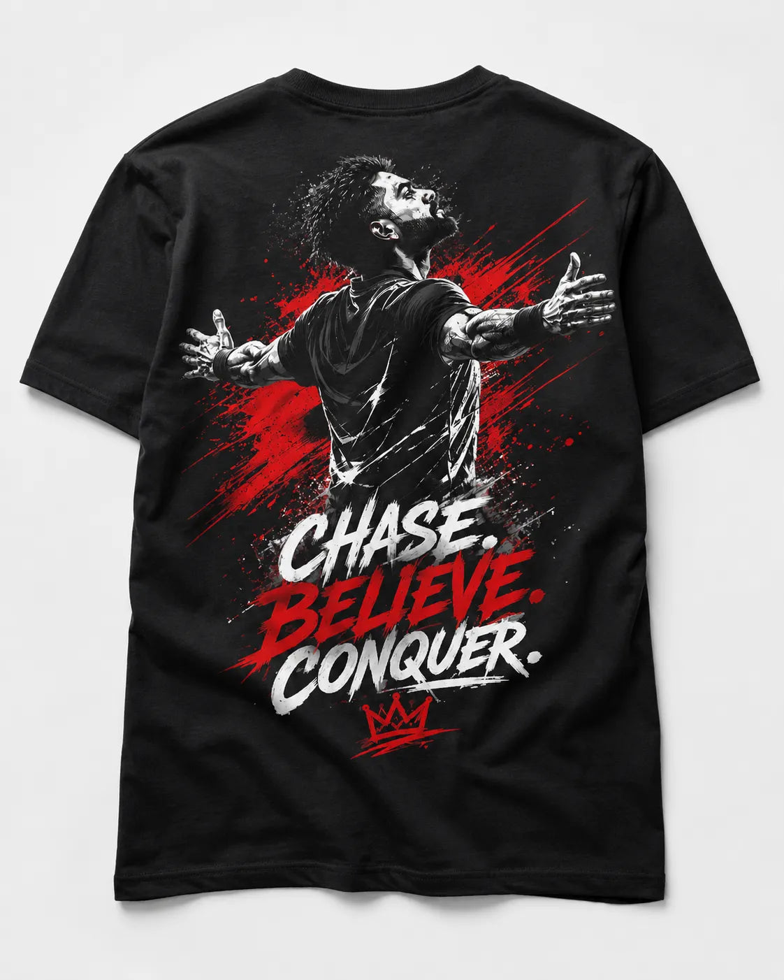 Chase. Believe. Conquer. —Virat Kohli Oversized Graphic Tee